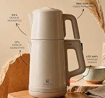 Demzade Paslanmaz Çelik Inox Elektrikli Çay Makinesi Alt 1,7 Lt Üst 0,9 Lt 1850-2200 W Kettle Çaycı Çay Seti,Bej — %33 İndirim | Amazon TR Fırsatı
