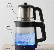 Demzade Isıya Dayanıklı Borosilikat Cam Elektrikli Çay Makinesi Alt 1,7 Lt Üst 0,9 Lt 1850-2200 W Kettle Çaycı Çay Seti,Siyah — %35 İndirim | Amazon TR Fırsatı