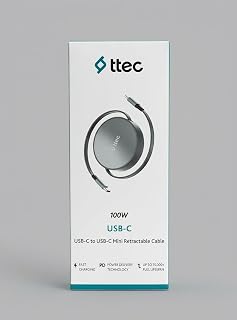 ttec 100W Makaralı USB-C to USB-C Şarj Kablosu (120 cm) - PD/QC Hızlı Şarj Destekli, Akıllı Çip, Alüminyum Kaplama, Makaralı Otomatik Sarılabilir Dayanıklı Şarj Kablosu