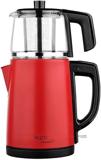 Leggno Gourmet Pro Cam Demlikli Çay Makinesi Kırmızı Renkli