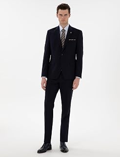 Siyah Slim Fit Yün Takım Elbise 50305448 VR046