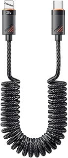 Essager 29W PD 3A Spiral Araç Şarj Kablosu Type-C to Lightning Hızlı Şarj Kablosu 480Mbps Data 1.8 Metre