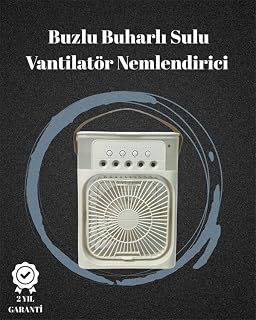 USB Bağlantılı 3'ü 1 Arada Nemlendirici Mini Klima Fan | 7 Renk Işıklı