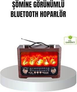 Solar Şarjlı Şömine Alev Efektli Bluetooth Hoparlör 7W Taşınabilir Ses Sistemi