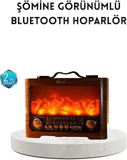 Şömine Efektli Solar Hoparlör Bluetooth 5.3 Radyo AUX USB TF Destekli