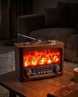 Dekoratif Şömine Görünümlü Bluetooth Hoparlör FM AM SW Radyo USB TF Kart Müzik Çalar