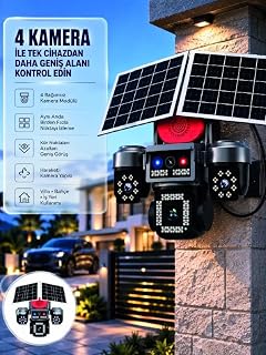 SIM Kart Destekli 4 Kameralı Akıllı Dış Mekan Güvenlik Kamerası