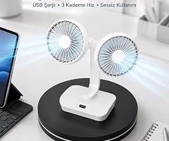 720° Döner Çift Taraflı Masaüstü Vantilatör – USB Şarjlı Sessiz Fan — %52 İndirim | Amazon TR Fırsatı