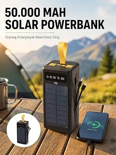Güneş Enerjili Powerbank Dijital Göstergeli Taşınabilir Güç Kaynağı Yeni Nesil