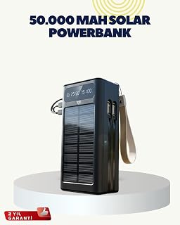 LED Aydınlatmalı Güneş Panelli Powerbank Seyahat ve Kamp İçin