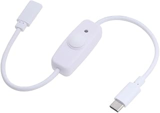 Lunatic 7160 Type C Power Switch Kablo Açma Kapama Düğmeli Dişi Erkek Güç Ara Uzatma Kablosu 30cm