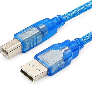 Orret Home 150 CM USB Yazıcı Kablosu, USB-A to USB-B Printer Bağlantı Kablosu, Yazıcı Tarayıcı Bilgisayar Veri Aktarım Kablosu, Dayanıklı Örgülü Yapı, 1.5 Metre Mavi