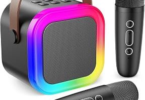 Robeve Blic 2 Mikrofonlu Çocuk Karaoke Hoparlör ve Bluetooth Hoparlör – LED Işıklı Mini Karaoke Seti, 6 Farklı Ses Efekti, Uzun Pil Ömrü, Taşınabilir Çocuk Mikrofonu ve Müzik Eğlence Seti Siyah — %50 İndirim | Amazon TR Fırsatı