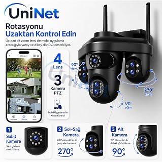 4 Kameralı WiFi Güvenlik Sistemi IP PTZ Kamera