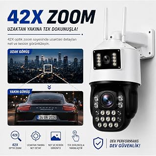 42X Optik Zoom 8MP Çift Lensli WiFi PTZ IP Güvenlik Kamerası