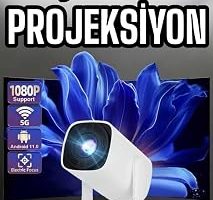 Şarjlı Projeksiyon Oyun Sinema Projektörü 4K HD Görüntü Kaliteli — %44 İndirim | Amazon TR Fırsatı