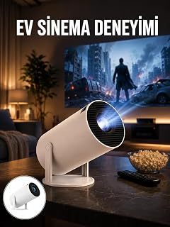 Sinema Projektörü Android HDMI USB WİFİ Ses Çıkışlı Ayaklı Projeksiyon Taşınabilir Yeni Nesil