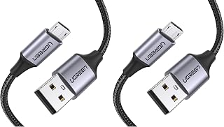 Ugreen Örgülü Micro-USB & USB-A Data ve Şarj Kablosu, 50 CM, Siyah (2 paketi)