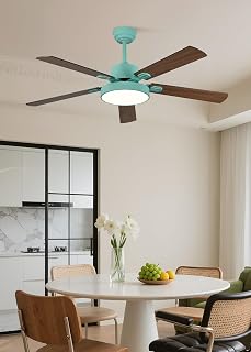 APLIQA Veyla Mint Yeşili 5'li Tavan Vantilatörü, LED Avize, 132 cm, Kumandalı, Mobil Uygulamalı, 3 Renk Aydınlatma, Sessiz DC Motor