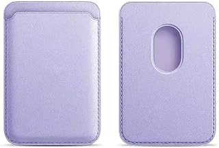 Deri Kartlık Cüzdan - iPhone 17/16/15/14/13/12/11 Serisi Pro, Pro Max ve Plus için Güçlü Manyetik Telefon Arkası Kart Tutucu (Lila)