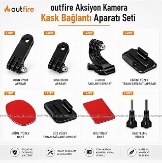 Outfire Aksiyon Kamera Kask Bağlantı Aparatı Seti, Siyah, Model K99