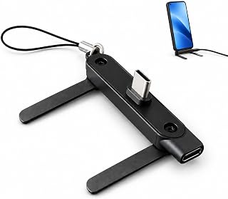 Orret Home USB-C Telefon Şarj Adaptörü ve Katlanabilir Telefon Standı, Type-C Erkek Dişi Yan Şarj Soketi, Masaüstü Telefon Tutucu, Dikey Yatay Kullanım, Taşınabilir Mini Stand,Konnektör