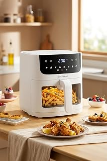 KitchenMi 6 Litre Dijital Dokunmatik Sıcak Hava Fritözü 1500W