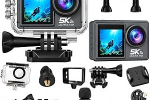 ROBEVE 5K Ultra HD Aksiyon Kamera Çift Ekranlı Dokunmatik Ekran Wi-Fi Bağlantılı Spor ve Vlog Kamerası Su Geçirmez Kılıflı Geniş Açı Outdoor Kamera Aksesuar Setli Aksiyon Kamerası 64GB Hafıza Kartı — %31 İndirim | Amazon TR Fırsatı