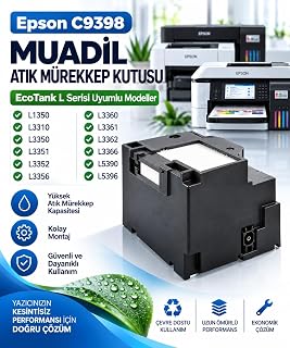 Epson EcoTank L1350 C9398 C12C939891 ile uyumlu İthal Muadil Chipli Yazıcı Mürekkep Atık Kutusu Tankı Waste Ink Pad