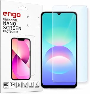 Engo Samsung Galaxy A08 Uyumlu Ekran Koruyucu 9H Kırılmaz Esnek Nano Cam, Hd Şeffaf Sm-A085F