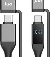 Juo 60W 4’ü 1 Arada Type-C/USB-A/Lightning Dijital LED Ekranlı Örgülü Hızlı Şarj ve Data Kablosu 1.2 Metre — %20 İndirim | Amazon TR Fırsatı