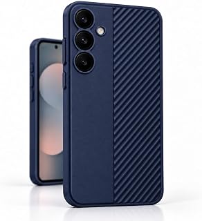 Coverzone Samsung S25 ile Uyumlu RidgeGuard Dokulu Kılıf Lacivert