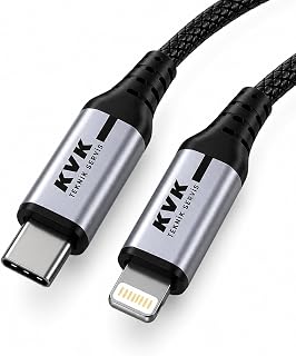 KVK LED Göstergeli USB-C to Lightning 27W Hızlı Şarj Kablosu | 3A | 0.30m Kısa Boy | Örgü Tasarım & Alüminyum Başlık | Şarj ve Veri Aktarımı | iPhone Uyumlu | 24 Ay Garanti