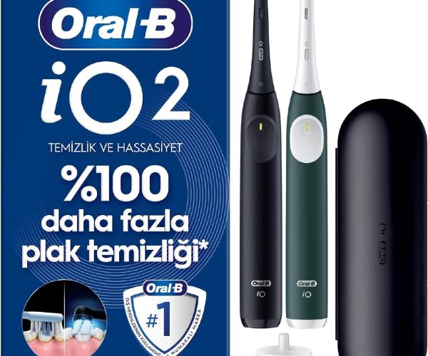 🛒 Oral-B iO2 Şarjlı/Elektrikli Diş Fırçası, 2’li Set, Siyah & Orman Yeşili, 2 Fırça Başlığı, Tek Şarjda 4 Haftaya Varan Kullanım, Seyahat Kabı — %25 İndirim