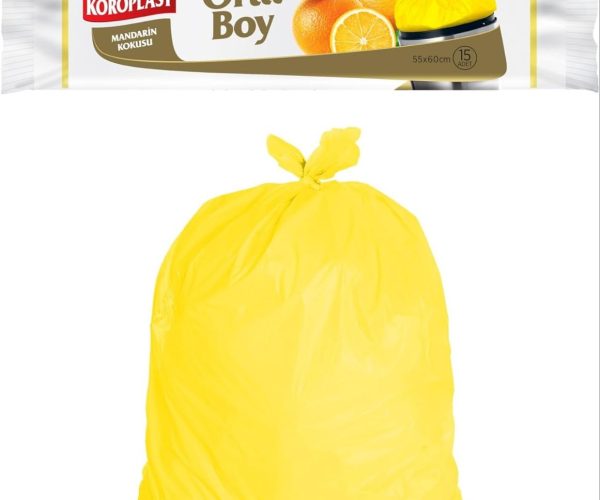 Koroplast Mandarin Kokulu Orta Boy Çöp Poşeti 15’li 55×60 cm, Sızdırmaz ve Yırtılmaz, Kötü Koku Karşıtı Kokulu Orta Boy Çöp Torbası, Geri Dönüştürülebilir Atık Torbası, Güçlü ve Dayanıklı Çöp Poşeti — %33 İndirim
