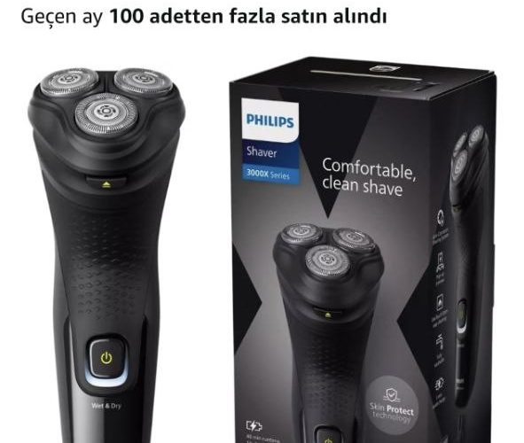 Fırsat: Philips 3000X Serisi Erkek Tıraş Makinesi, PowerCut Bıçak Teknolojisi, 5D Esnek Başlık, Islak ve Kuru Kullanım, Hassas Düzeltici, Cilt Koruma Özellikli, X3021/00
