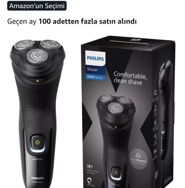 Fırsat: Philips 3000X Serisi Erkek Tıraş Makinesi, PowerCut Bıçak Teknolojisi, 5D Esnek Başlık, Islak ve Kuru Kullanım, Hassas Düzeltici, Cilt Koruma Özellikli, X3021/00