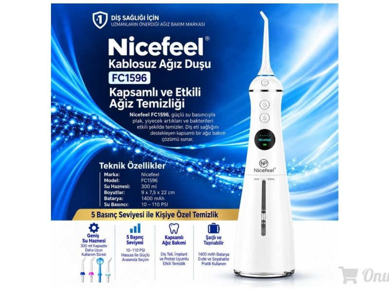 Npo Nicefeel Fc1596 Taşınabilir,Şarjlı,Masajlı,Diş Teli/Protez Bakım Profesyonel Ağız Duşu (Beyaz)