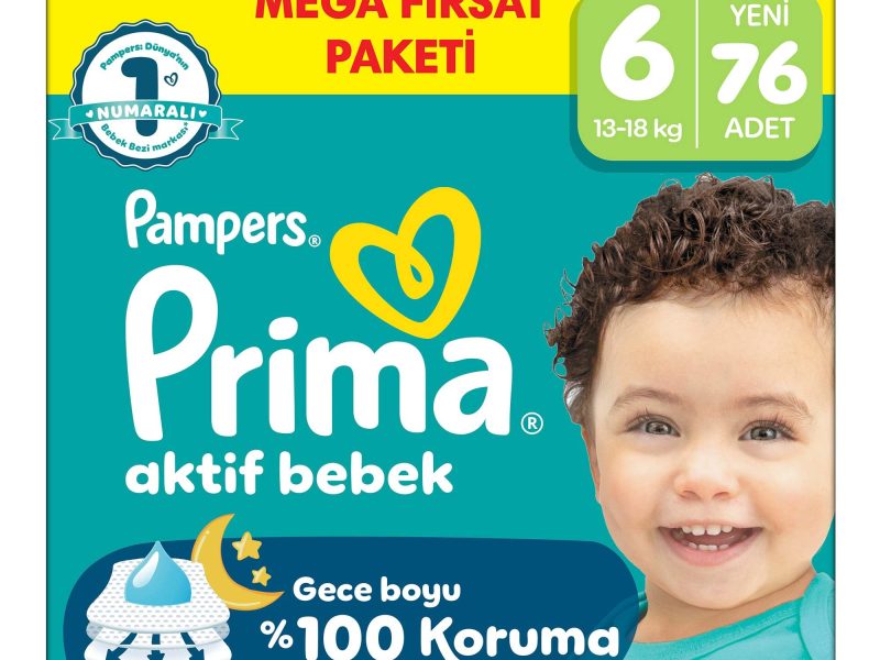 🚨 Prima Bebek Bezi Aktif Bebek Mega Fırsat Paketi 6 Beden 76 Adet — %50 İndirim