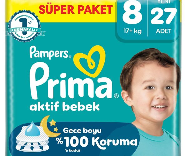 🚨 Prima Bebek Bezi Aktif Bebek Süper Paket 8 Beden 27 Adet — %50 İndirim