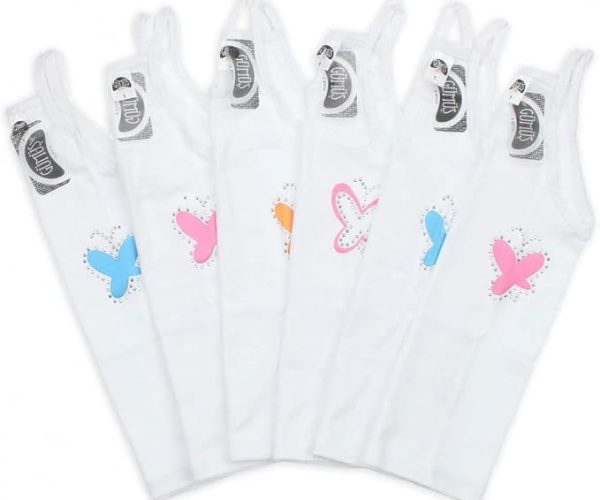 🚨 Gümüş İç Giyim İp Askılı Taşlı Kız Çocuk Atlet 6 lı Paket