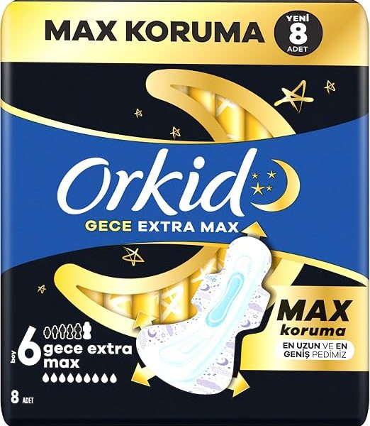 🚨 Orkid Ultra Hijyenik Ped Gece Ekstra Max (Boy 6) 8 Adet Ped — %25 İndirim