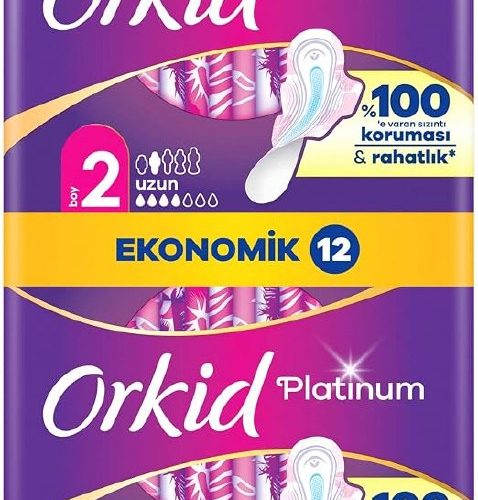 🚨 Orkid Platinum Hijyenik Ped Uzun (Boy 2) Ekonomik Paket 12 Adet Ped — %25 İndirim