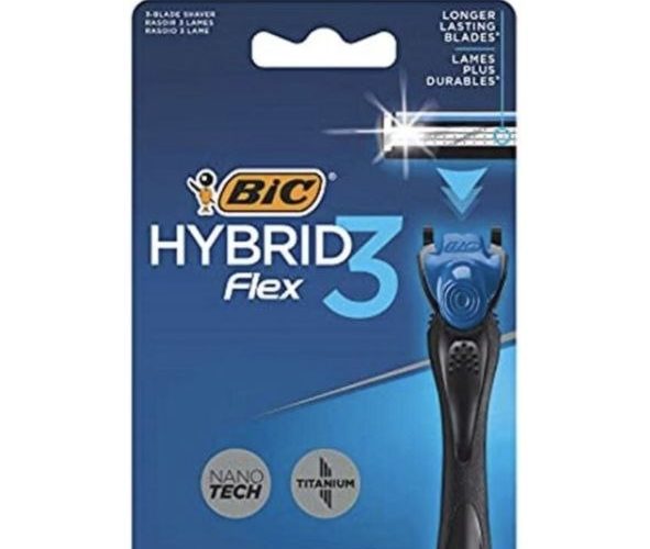 Prime Üyeleri için fırsat: BIC Hybrid 3 Flex Erkek Tıraş Bıçağı 1 Sap ve 4 Yedek Başlık (3 Bıçak), 3 Nano Teknolojik Titanyum Bıçak, E Vitamini ile Zenginleştirilmiş Geniş Kayganlaştırıcı Bant