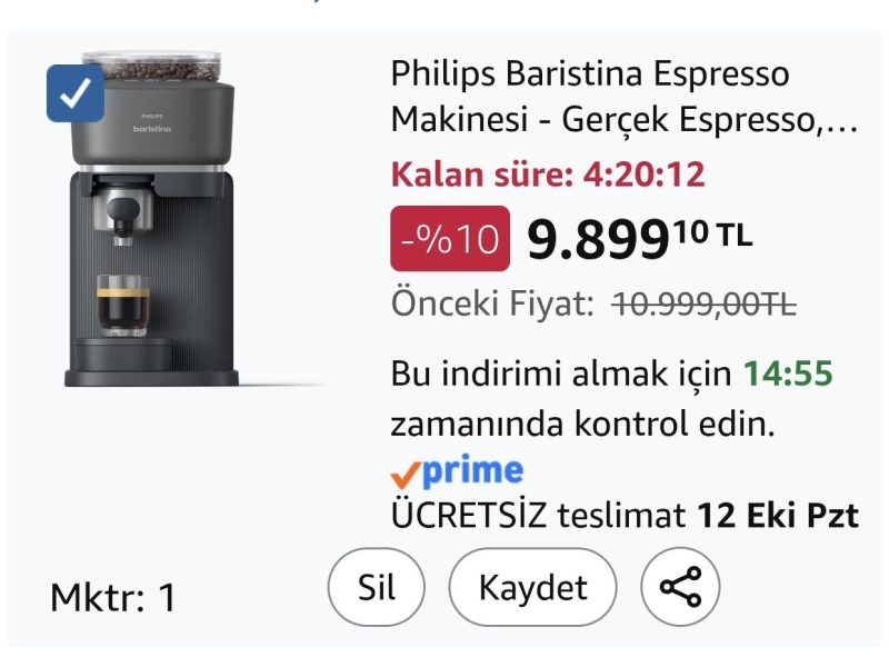 Philips Baristina Espresso Makinesi – Gerçek Espresso, Tam Kolaylık – Kompakt – 16 Bar Basınç – Entegre Öğütücü – Siyah Makine, Siyah Filtre Tutuculu (BAR300/60)