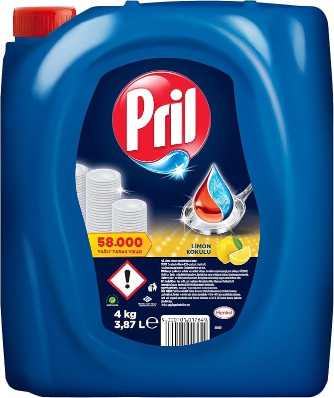 🚨 Pril Elde Yıkama Sıvı Bulaşık Deterjanı Limon Kokulu 4 kg (3.87L) Soğuk Suda Etkili