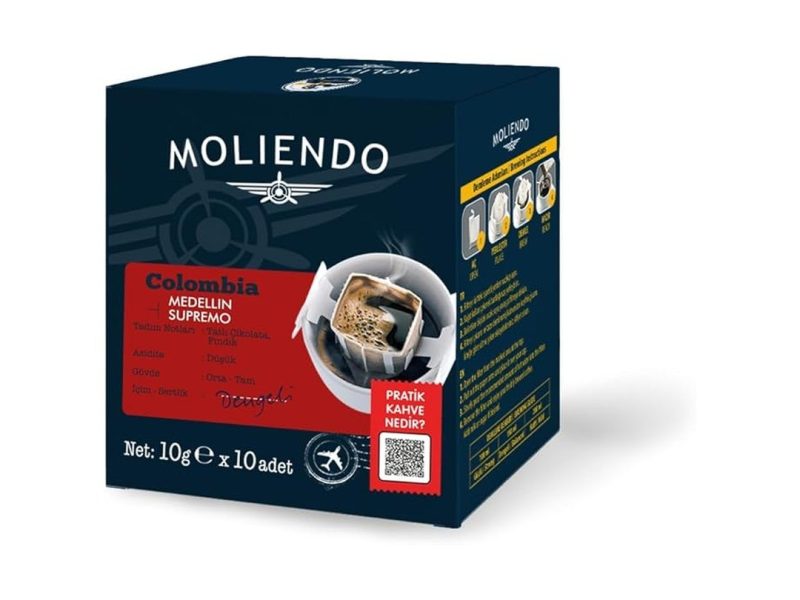 🛍️ Moliendo Finest Coffee Colombia Medellin Supremo Pratik Filtre Kahve 10×10 g