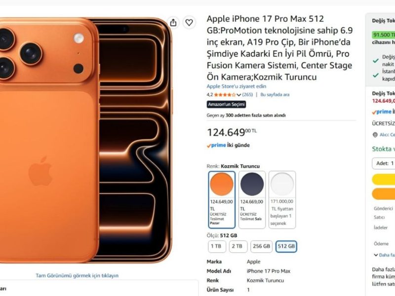 Apple iPhone 17 Pro Max 512 GB Kozmik Turuncu