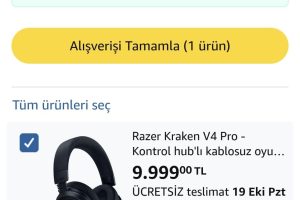 Razer Kraken V4 Pro – Kontrol hub’lı kablosuz oyun kulaklığı – Sensa HD haptikler (OLED kontrol hub’ı, TriForce 40mm sürücüler, HyperSpeed & Bluetooth, THX Audio) Siyah
