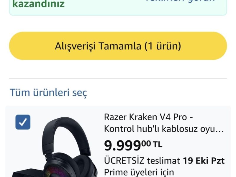 Razer Kraken V4 Pro – Kontrol hub’lı kablosuz oyun kulaklığı – Sensa HD haptikler (OLED kontrol hub’ı, TriForce 40mm sürücüler, HyperSpeed & Bluetooth, THX Audio) Siyah